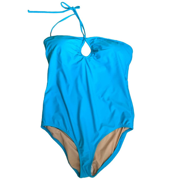 J. Crew Factory Turquoise One Piece Halter Swimsuit sz XXL NWT - Picture 2 of 11